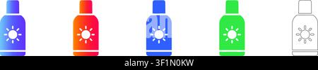 Sonnenschutzflaschen-Schutzsymbol-Set vol 30782 Stock Vektor
