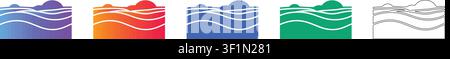 Ozeanwellen und Meereslandschaft-Symbole Band 30974 Stock Vektor
