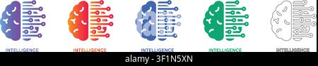Künstliche Intelligenz Gehirnkreis-Symbole Band 31314 Stock Vektor
