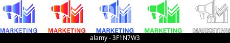 Marketing- und Megafon-Symbole-Set vol 31488 Stock Vektor