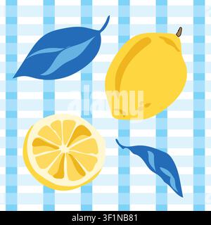 Zitronen-Muster ohne Naht, italienisches Poster aus Sizilien, Amalfi, handgezeichnetes Sommer-Mittelmeer-Gemälde, gelbe Zitronenillustration, sizilianisches Zitronendesign Stock Vektor