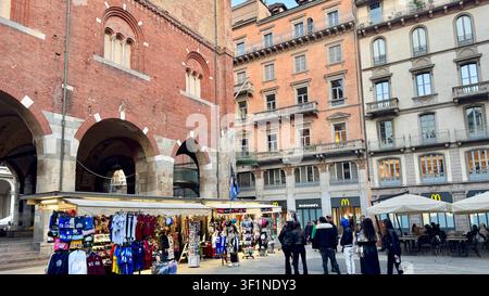 Palazzo della Ragione im Piazza dei Mercanti, Merchants Square, im historischen Zentrum von Mailand, Italien Stockfoto
