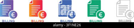 Symbole für Finanzabrechnungsdokumente mit Euro-Symbol vol 31990 Stock Vektor