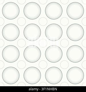Modernes nahtloses geometrisches Muster mit eleganten konzentrischen Kreisen in einer raffinierten Grautonalpalette. Minimaler abstrakter Vektorhintergrund pro Stock Vektor