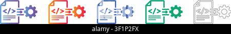 Code-Datei-Verarbeitungs-Gear-Symbol-Set vol 33962 Stock Vektor