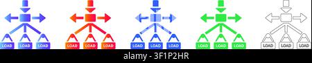 Load Balancing Verteilung Symbol-Set vol 33961 Stock Vektor