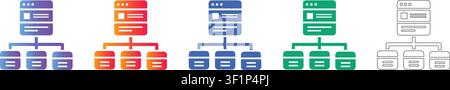 Server-Datenbank-Hierarchie-Symbol-Set Bd. 34296 Stock Vektor