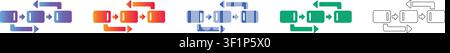 Prozessfluss- und Workflow-Diagramm-Symbole in Gradient und Umriss vol 34460 Stock Vektor