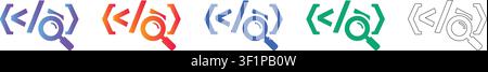 Programmier-Suchsymbol-Set vol 35265 Stock Vektor