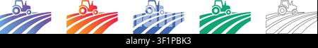 Smart Farming und Landwirtschaft Traktor-Symbole Bd. 35280 Stock Vektor