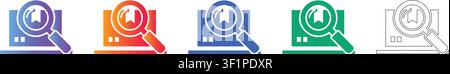 Website-SEO-Analyse- und Forschungs-Icons Band 35494 Stock Vektor