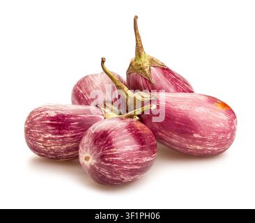 Auberginen-Pfad isoliert auf weiß Stockfoto