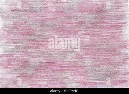Handgezeichnete abstrakte Textur mit weichen rosa und grauen Farbstiftstrichen. Horizontale Striche. Nahtloser Hintergrund für Scrapbooking, Druckdesign, Verpackung, Digitalpapier, kreative Bastelprojekte. Stockfoto