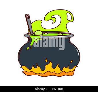 Groovy Halloween-Kalb mit grünem Zaubertrank Stock Vektor