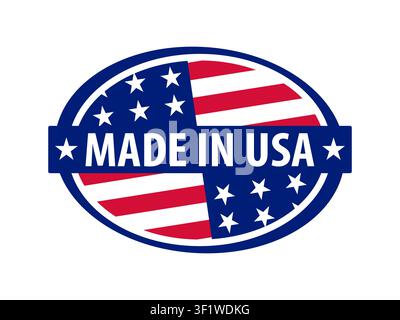 „Made in USA“-Abzeichen und Aufkleber mit amerikanischer Flagge Stock Vektor