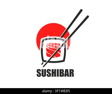 Lachs-Sushi-Rollen-Symbol japanisches Küchenrestaurant Stock Vektor