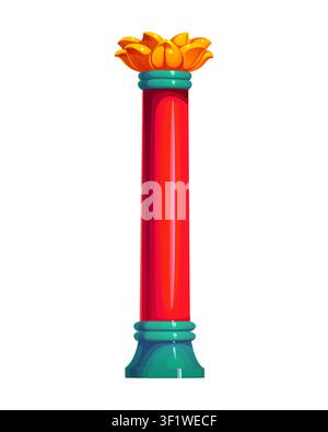 Chinesischer roter Pfeiler, Palastsäule eines Tempelturms Stock Vektor