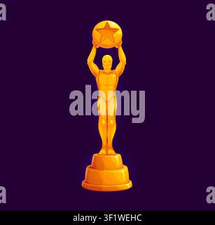 Goldene Statuetten-Trophäe, Cartoon-Spiel-Award-UI Stock Vektor