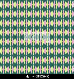 Modernes geometrisches Harlequin-Diamant-Muster ohne Ende mit Neonrosa und Pastell-Lime gedämpften Farben. Stockfoto