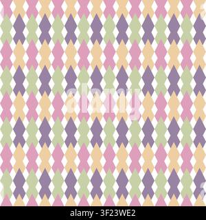 Kreatives geometrisches Harlekin-Pfeilspitzen-Diamant-Muster ohne Ende mit Pastellfarben. Stockfoto