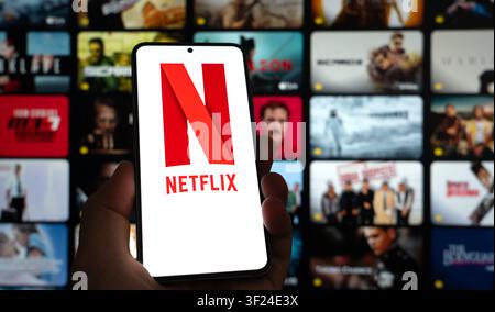 Netflix - Streaming-Film im Abonnement-Video-on-Demand-Dienst Stockfoto