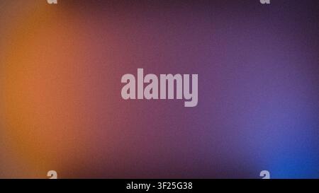 Lebendiger 4K-abstrakter Hintergrund mit körniger Textur und orange-lila-blauer Beleuchtung Stockfoto