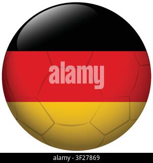 Glänzender Vektor-Fußball mit den Farben der deutschen Flagge auf einem schlichten weißen Hintergrund. Stock Vektor