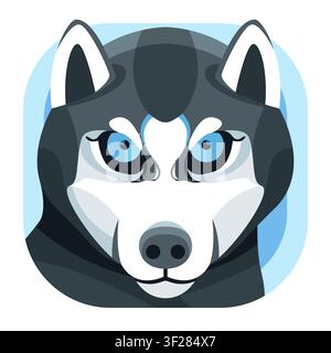 Husky-Ikon, Hund, Haustier, Tier, Hundevoll, Schlitten, Sibirisch, Winter Stock Vektor