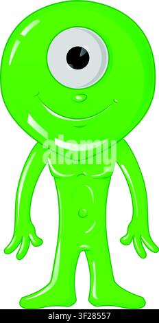 Niedliches Alien-Charakter-Cartoon-Stil-Illustrationsdesign. Vektor Stock Vektor
