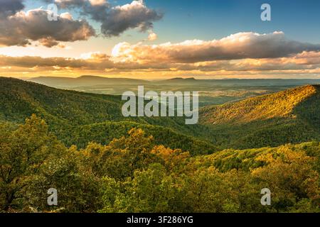 Baumbedeckte Hügel der Blue Ridge Mountains in North Carolina USA Stockfoto