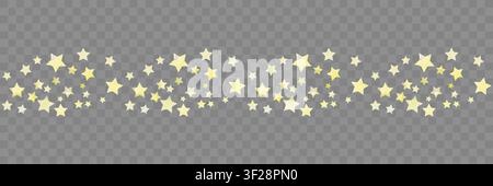 Glitzer-Overlay mit goldenem Stern, fallenden magischen Partikeln und glänzender Konfettispur. Festlicher Vektor-Hintergrund mit luxuriöser Glühtextur für Weihnachten Stock Vektor