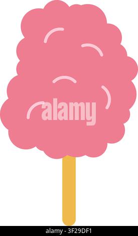 Baumwollgarn-Symbol im flachen Stil. Zuckerdessert-Vektorillustration auf isoliertem Hintergrund. Süßes Fluff-Food-Zeichen-Geschäftskonzept. Stock Vektor