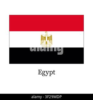Die Flagge Ägyptens auf weißem Hintergrund. Stockfoto