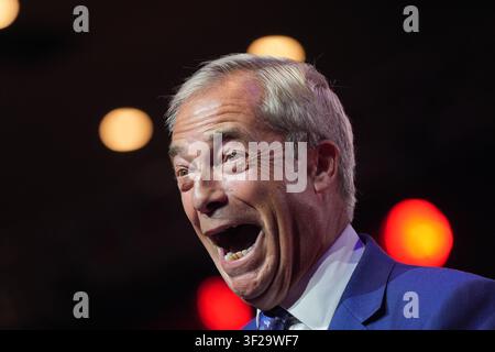 Nigel Farage spricht auf der CPAC Great Britain im InterContinental London - The 02 im Süden Londons. Bilddatum: Freitag, 17. Juli 2026. Stockfoto