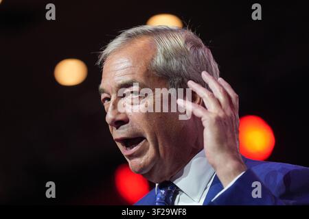 Nigel Farage spricht auf der CPAC Great Britain im InterContinental London - The 02 im Süden Londons. Bilddatum: Freitag, 17. Juli 2026. Stockfoto