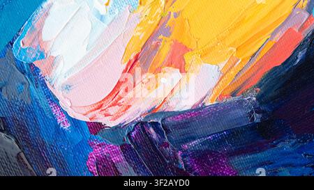 Das Kunstwerk zeigt Vögel, die mit Öl- und Acrylmalerei geschaffen wurden. Verschiedene Farben vermischen sich zu vollständigen Stücken und Fragmenten. Die Textur betont die Schönheit des th Stockfoto
