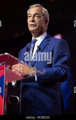 London, UK. 17. Jul 2026. Abgebildet: Reform UK-Führer Nigel Farage spricht auf der CPAC Great Britain 2026-Veranstaltung im Intercontinental London - The O2. Credit: Justin Ng/Alamy Live News Stockfoto