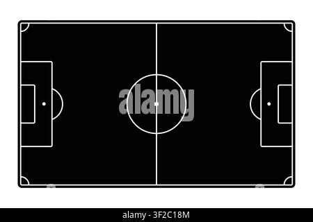 Vektorillustration eines Fußballfeldes zeigt eine Draufsicht des Platzlayouts, ideal für Sportgrafiken und Designprojekte Stock Vektor