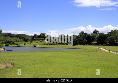Okayama-Schloss und Koraku-Garten in Okayama, Japan Stockfoto
