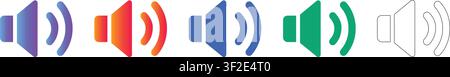 Audio-Volumen- und Soundsteuer-Symbol-Set vol 35999 Stock Vektor
