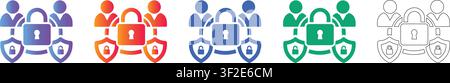 Team Cybersecurity Protection Icon Set vol 36253 Stock Vektor