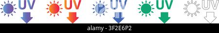 Satz von UV-Index-Reduktions-Symbolen vol 36320 Stock Vektor