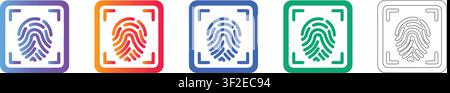 Fingerabdruck-Biometrie-Sicherheitssymbol-Set vol 36704 Stock Vektor