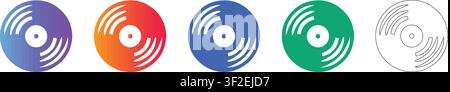 Vinyl-Schallplatten-Icons für Musik und Unterhaltung Bd. 37357 Stock Vektor