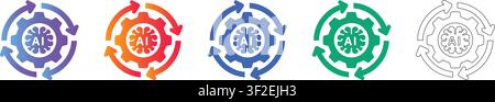 Künstliche Intelligenz Ausrüstung Zyklus Symbole Band 37394 Stock Vektor