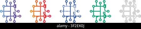 Digitaler Netzwerkknotenverbindungs-Symbole Band 37444 Stock Vektor