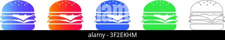 Leckeres Hamburger-Symbol-Set in lebhaften Farbverläufen und Umriss vol 37544 Stock Vektor