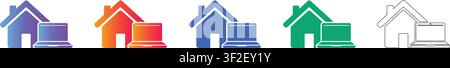 Home Office Remote Work Icons Set vol 38267 Stock Vektor
