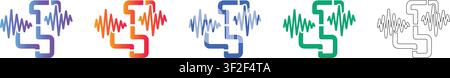 Audio-Wellenform-Signal-Ikonen-Set vol 38686 Stock Vektor