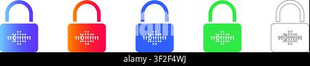 Sicherheitsschlösser-Symbole mit Binärcode vol 38691 Stock Vektor